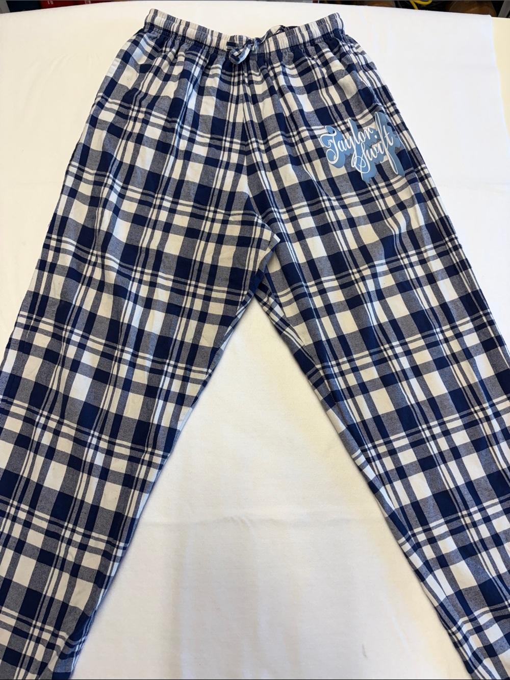 Taylor Swift Taylor’s Version Plaid Navy & White Women's Pajama Bottoms Sz M